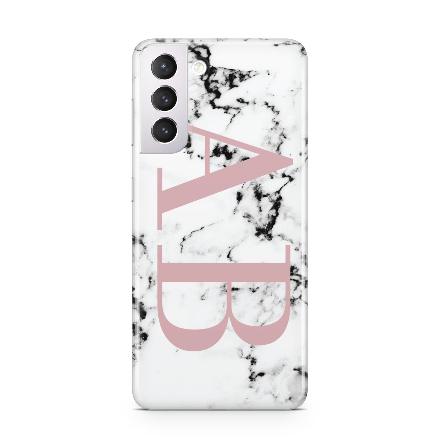 Marble Pattern Pink Initials Personalised Samsung S21 Case