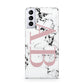 Marble Pattern Pink Initials Personalised Samsung S21 Plus Case