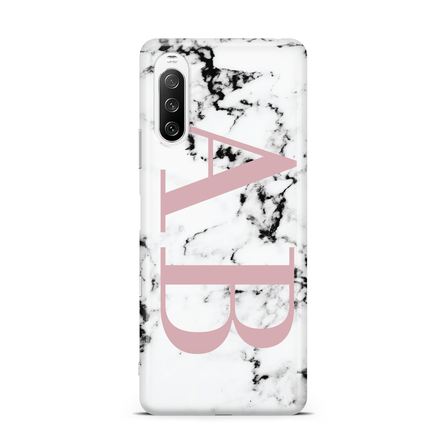 Marble Pattern Pink Initials Personalised Sony Xperia 10 III Case