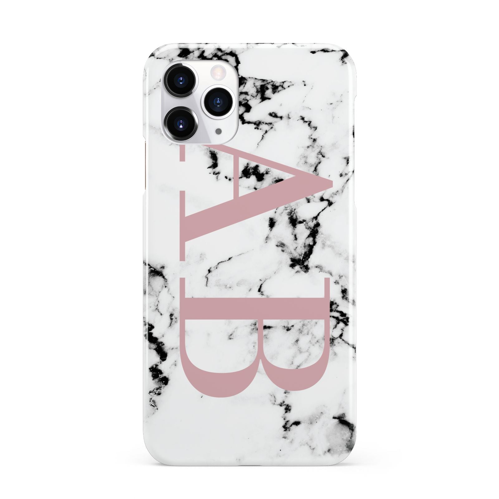 Marble Pattern Pink Initials Personalised iPhone 11 Pro 3D Snap Case