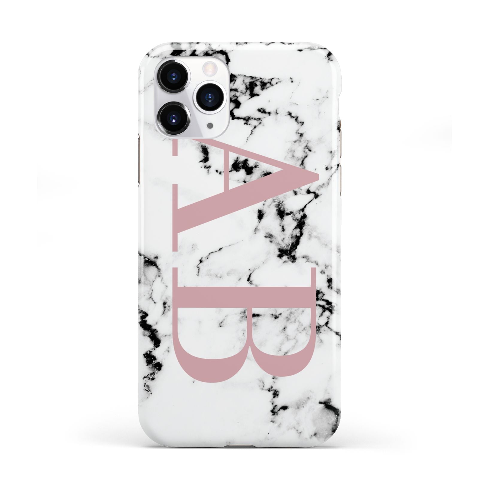 Marble Pattern Pink Initials Personalised iPhone 11 Pro 3D Tough Case
