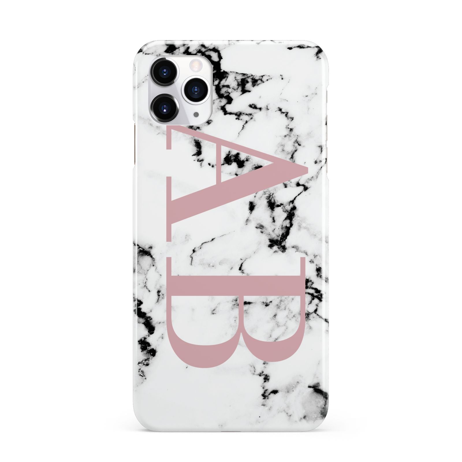 Marble Pattern Pink Initials Personalised iPhone 11 Pro Max 3D Snap Case