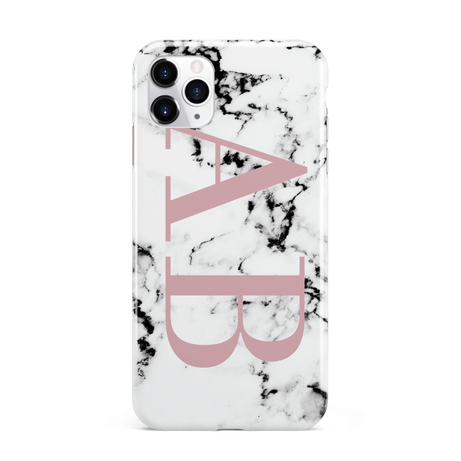 Marble Pattern Pink Initials Personalised iPhone 11 Pro Max 3D Tough Case