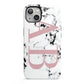 Marble Pattern Pink Initials Personalised iPhone 13 Full Wrap 3D Tough Case