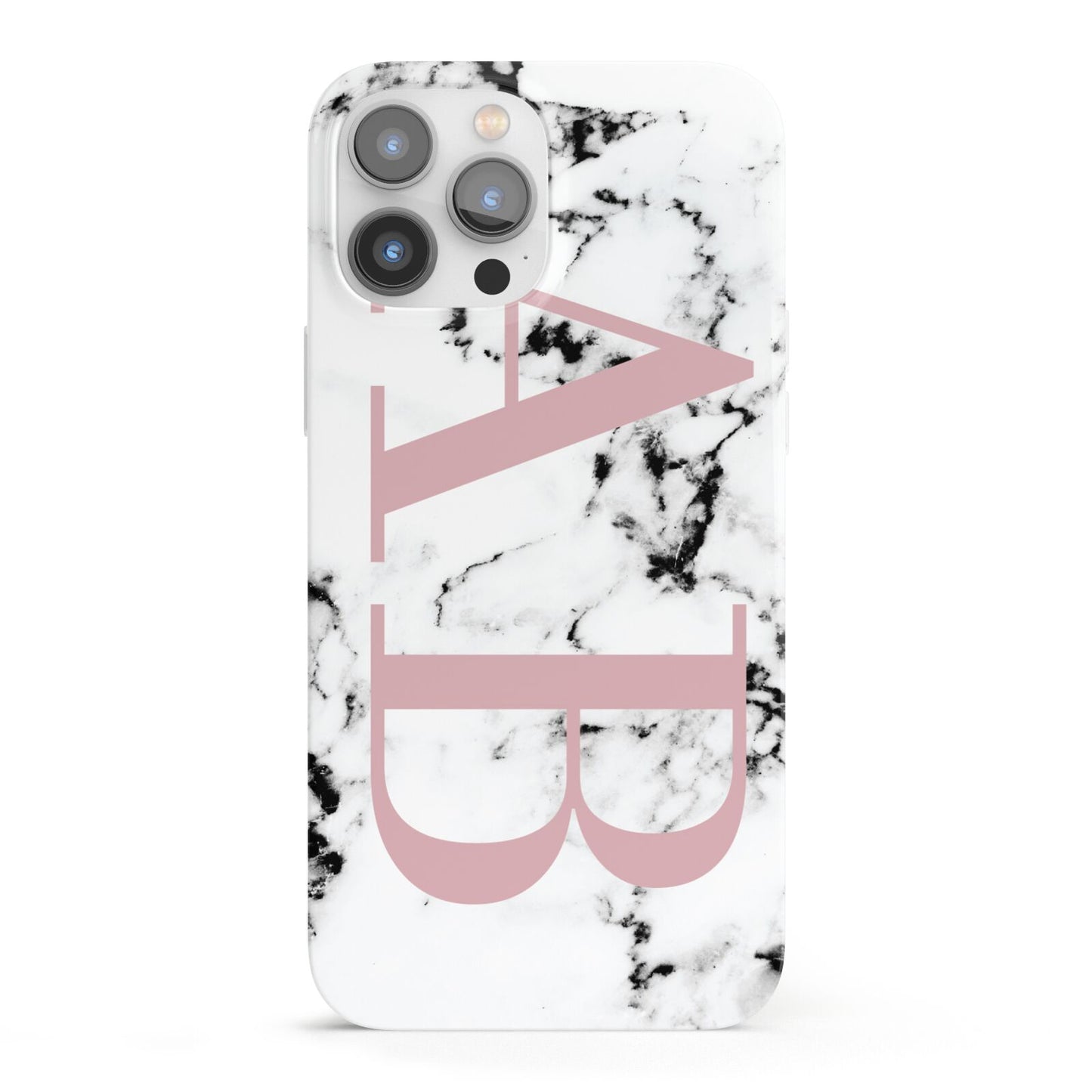 Marble Pattern Pink Initials Personalised iPhone 13 Pro Max Full Wrap 3D Snap Case