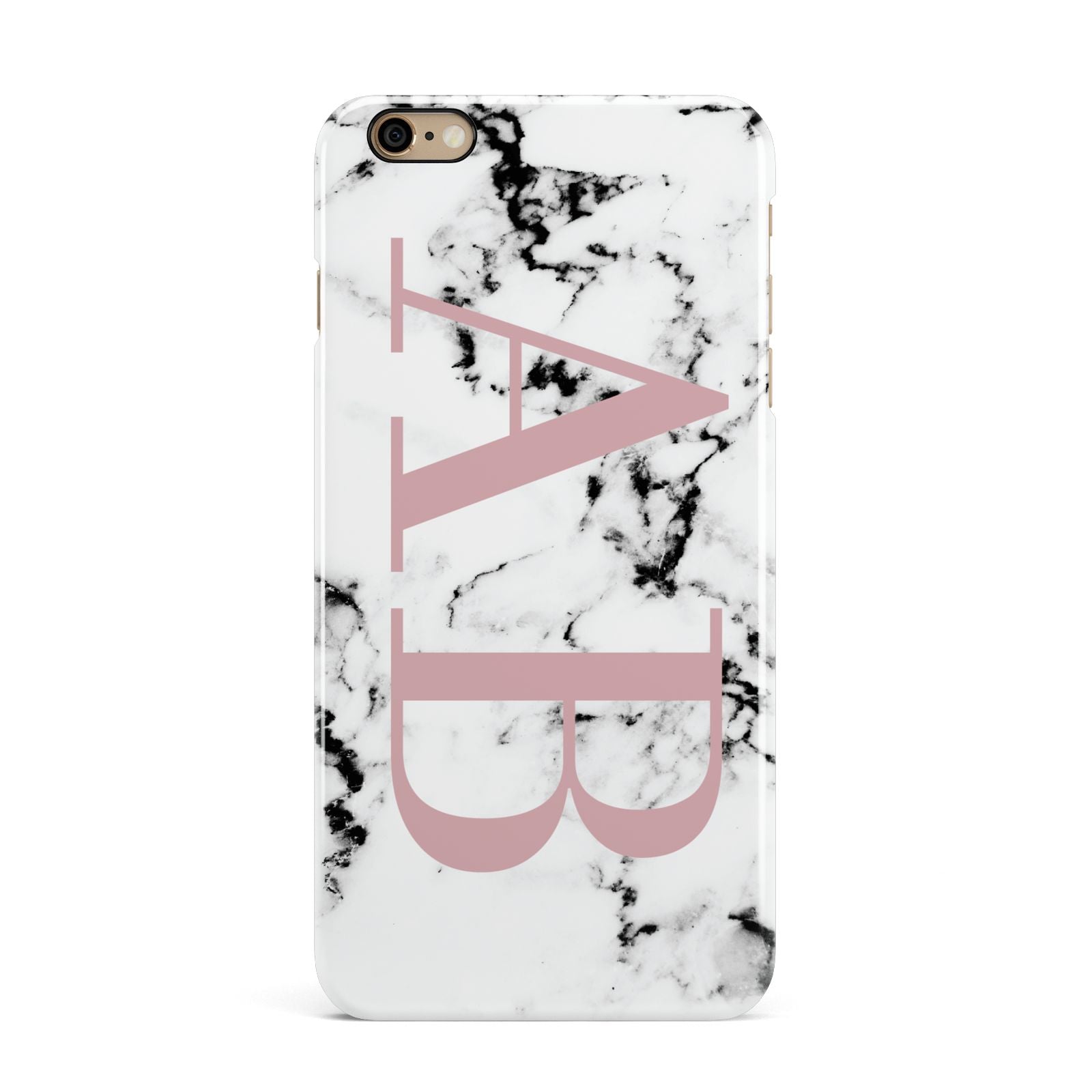 Marble Pattern Pink Initials Personalised iPhone 6 Plus 3D Snap Case on Gold Phone