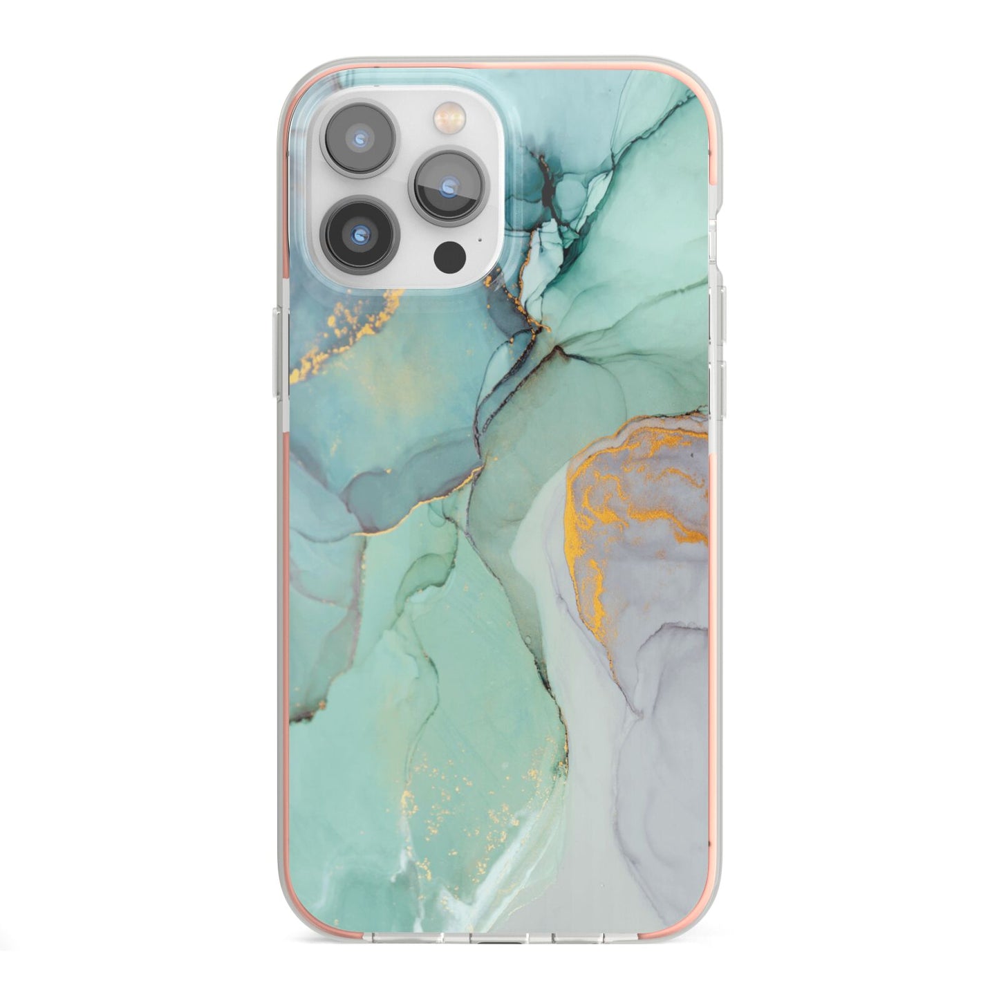 Marble Pattern iPhone 13 Pro Max TPU Impact Case with Pink Edges