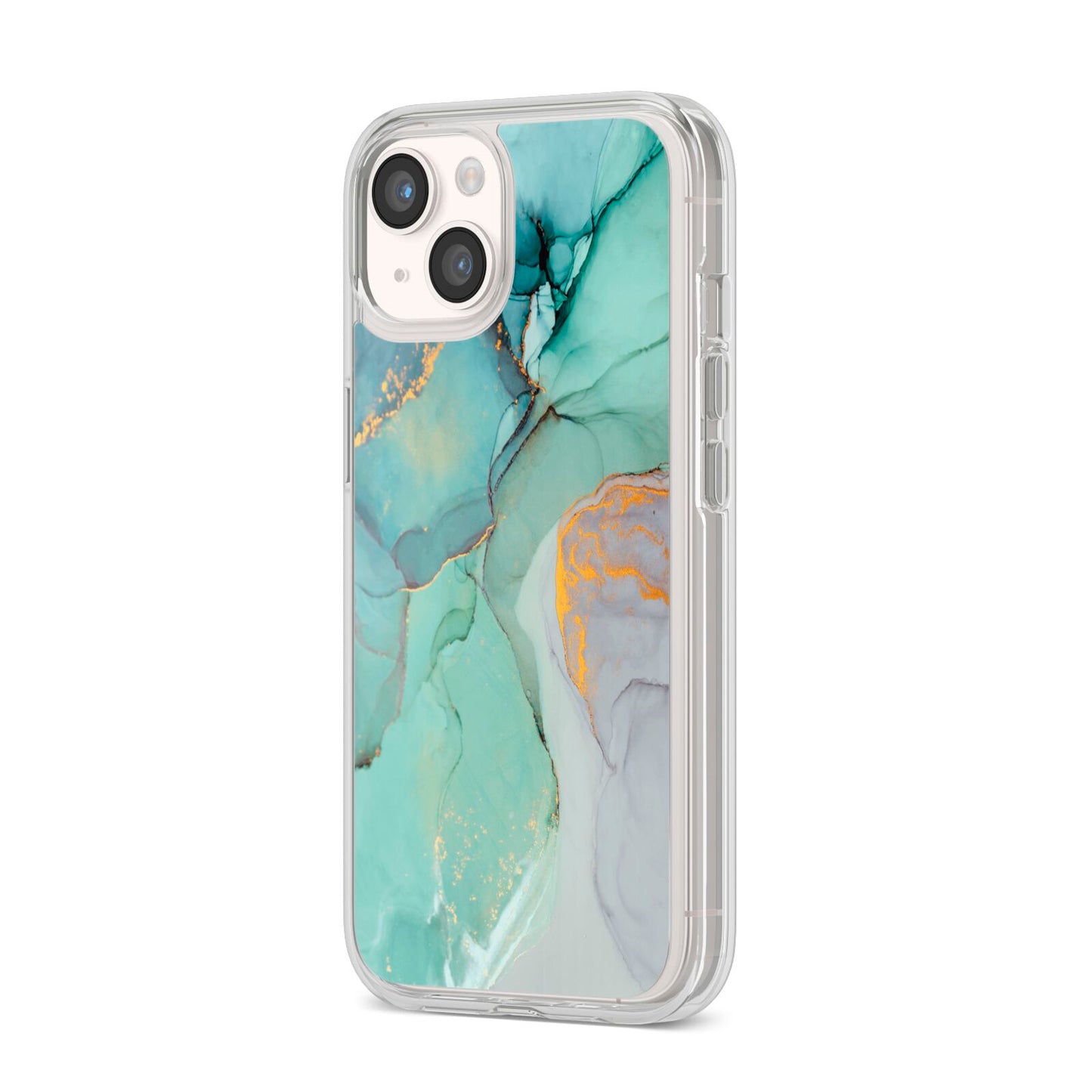 Marble Pattern iPhone 14 Clear Tough Case Starlight Angled Image