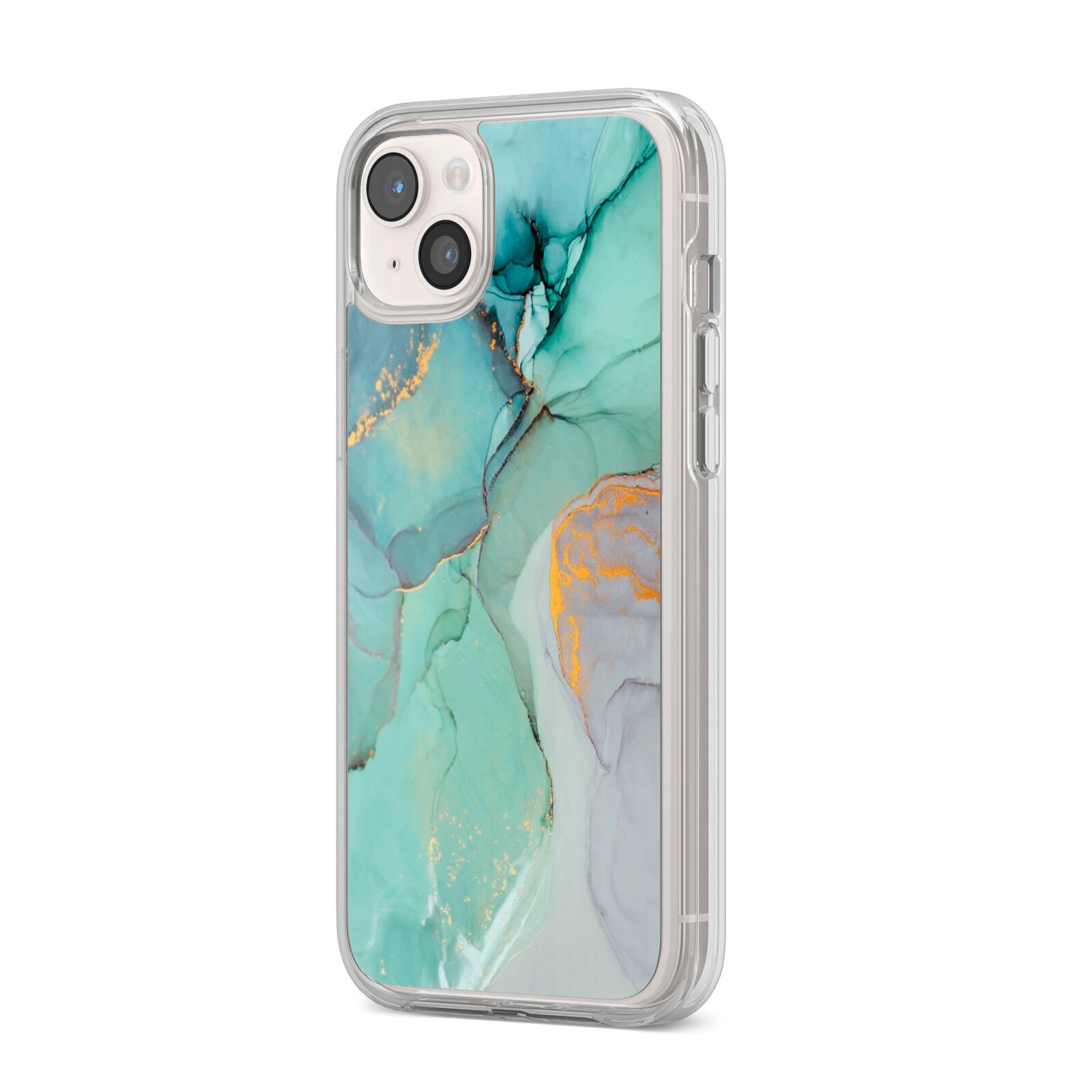 Marble Pattern iPhone 14 Plus Clear Tough Case Starlight Angled Image