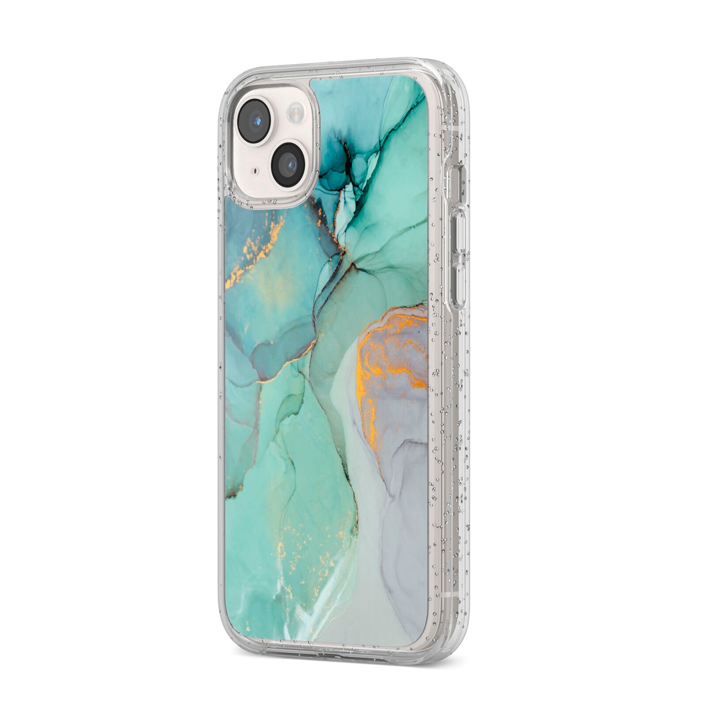 Marble Pattern iPhone 14 Plus Glitter Tough Case Starlight Angled Image
