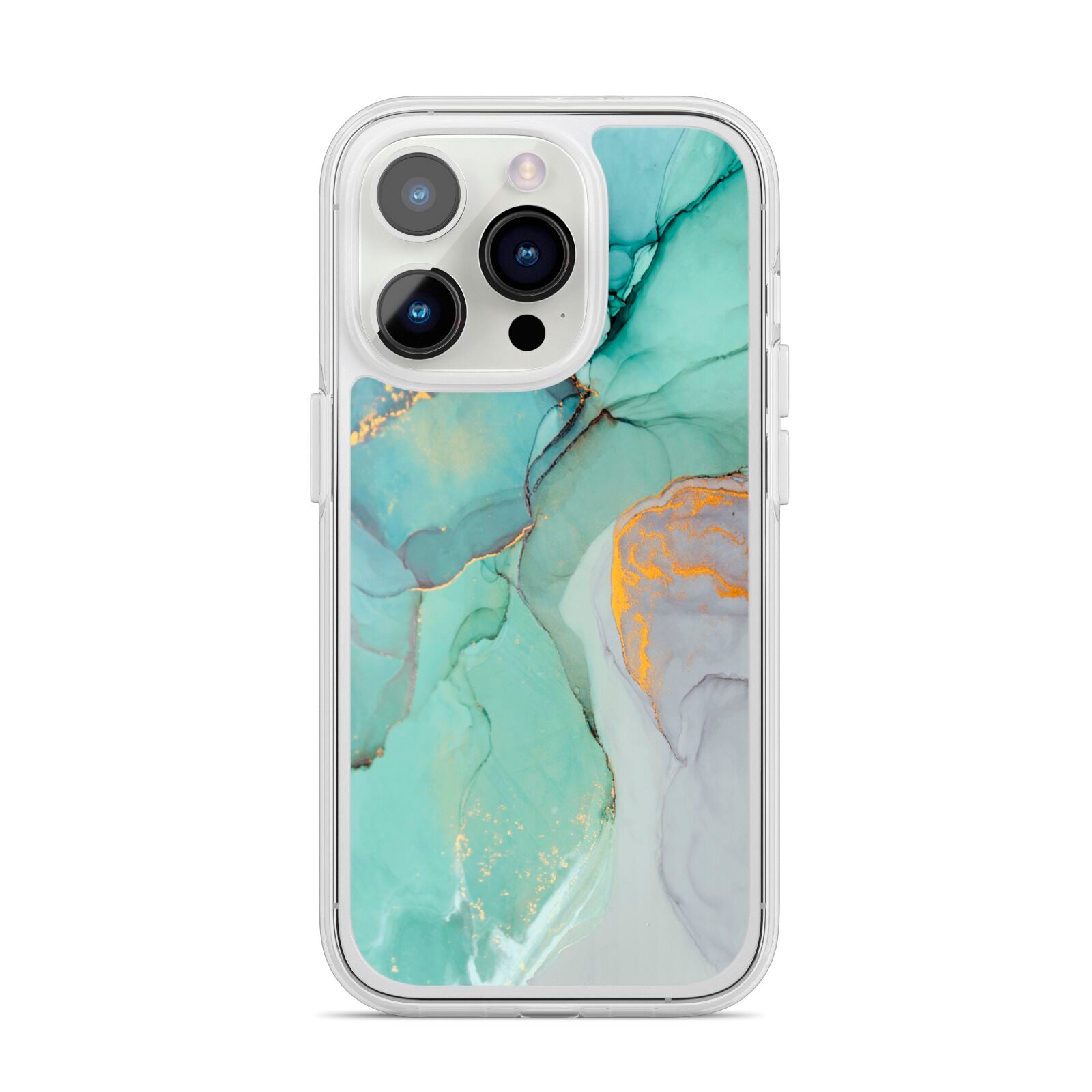 Marble Pattern iPhone 14 Pro Clear Tough Case Silver