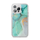 Marble Pattern iPhone 14 Pro Max Clear Tough Case Silver
