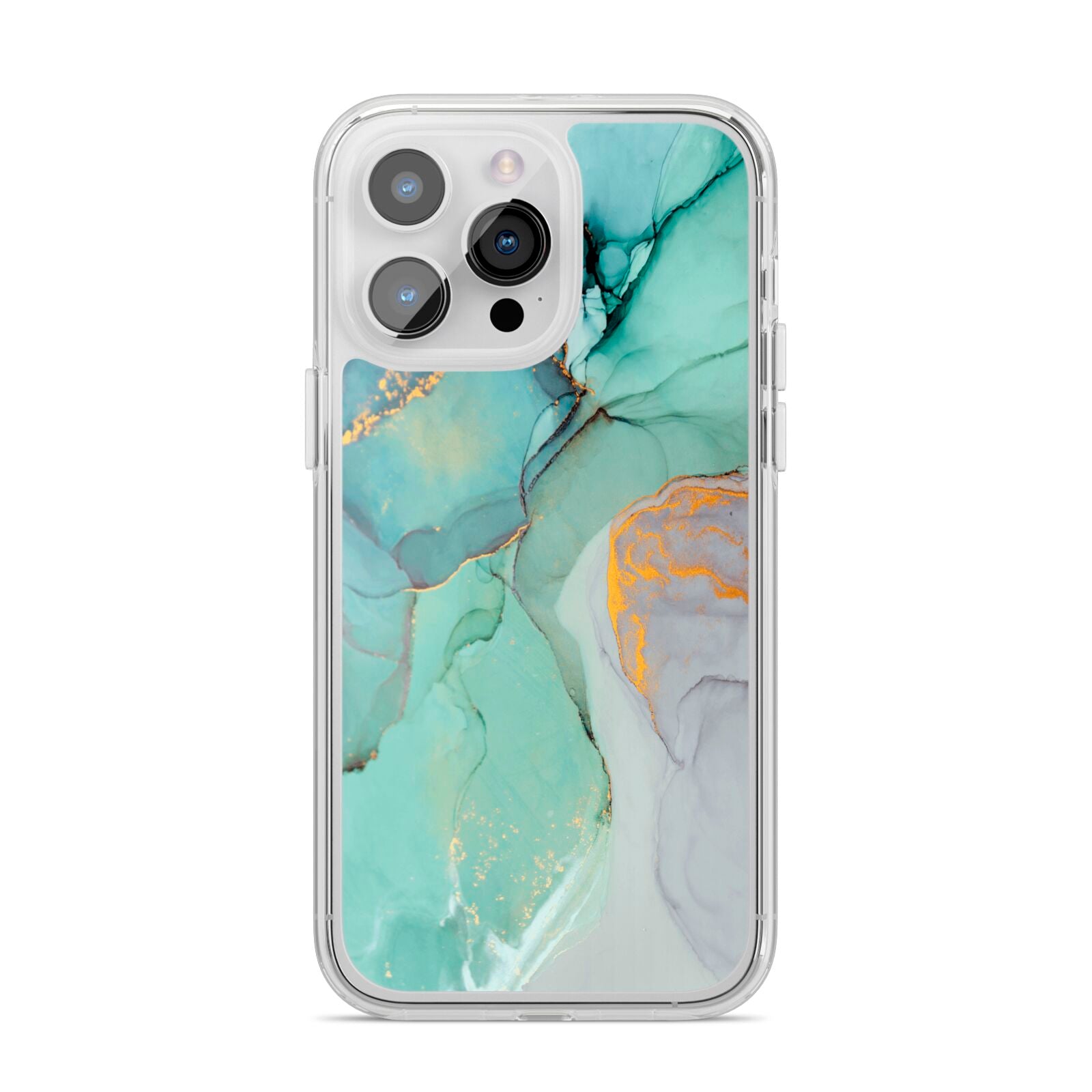 Marble Pattern iPhone 14 Pro Max Clear Tough Case Silver
