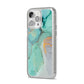 Marble Pattern iPhone 14 Pro Max Glitter Tough Case Silver Angled Image