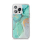Marble Pattern iPhone 14 Pro Max Glitter Tough Case Silver
