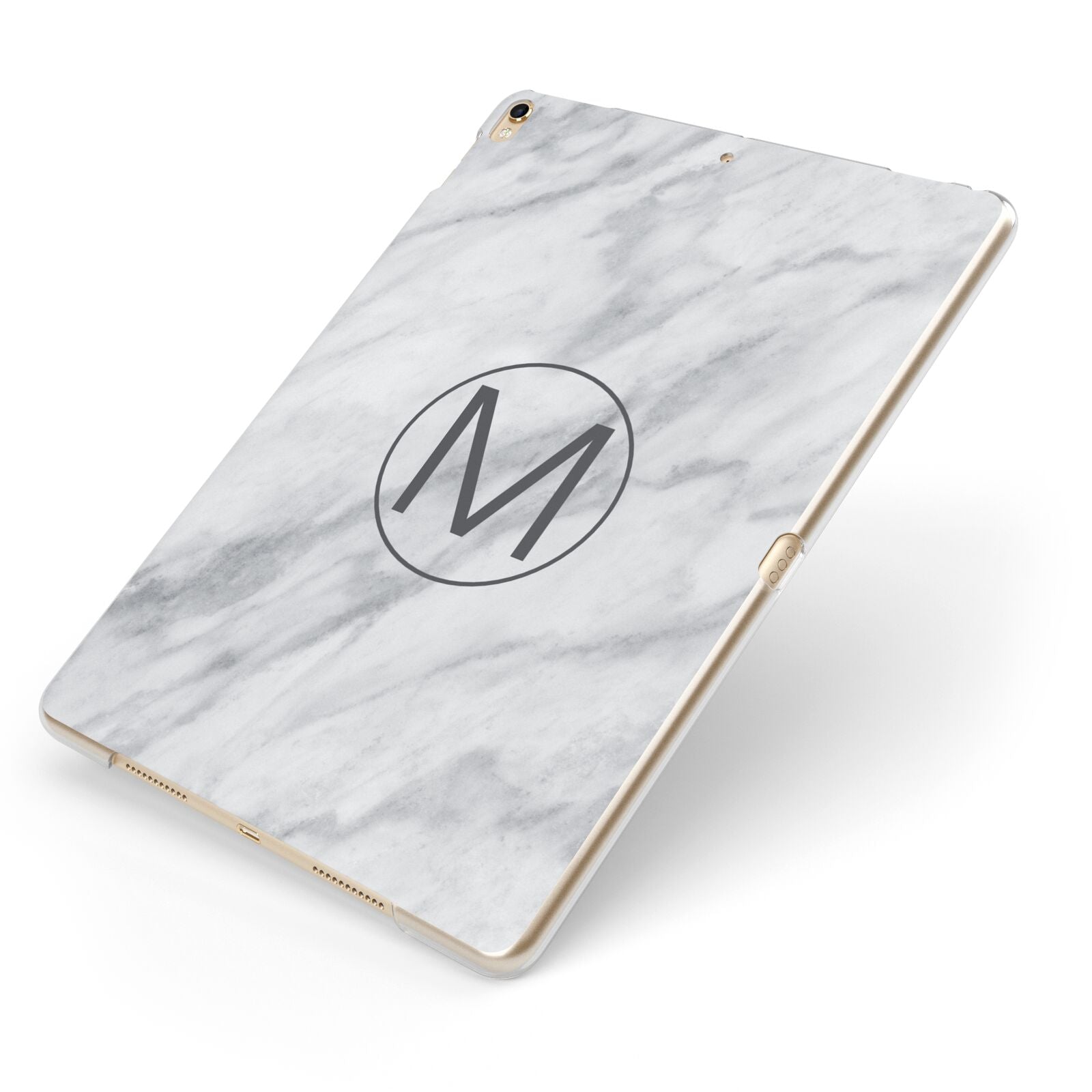 Marble Personalised Initial Apple iPad Case on Gold iPad Side View