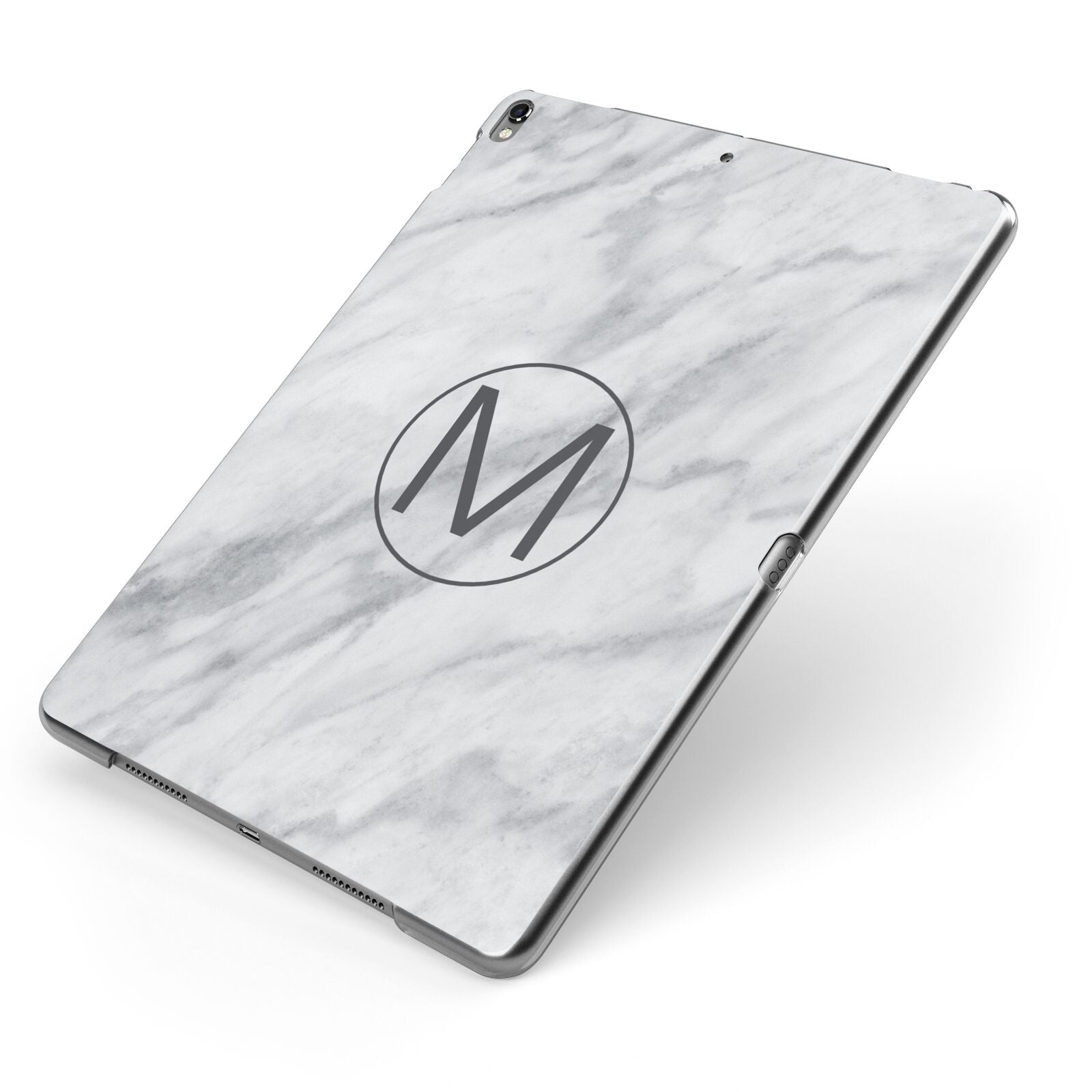 Marble Personalised Initial Apple iPad Case on Grey iPad Side View
