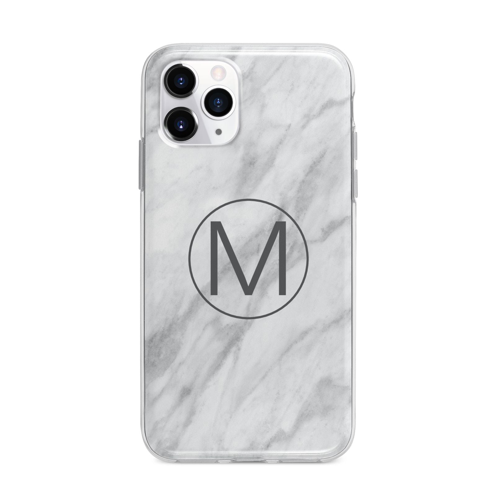 Marble Personalised Initial Apple iPhone 11 Pro in Silver with Bumper Case