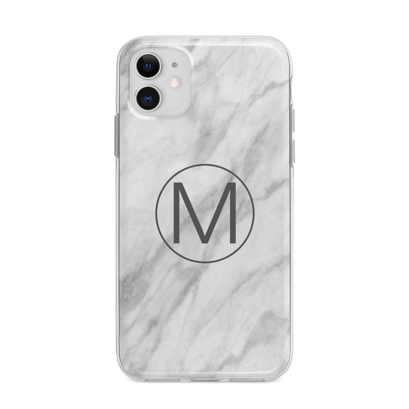 Marble Personalised Initial Apple iPhone 11 in White with Bumper Case
