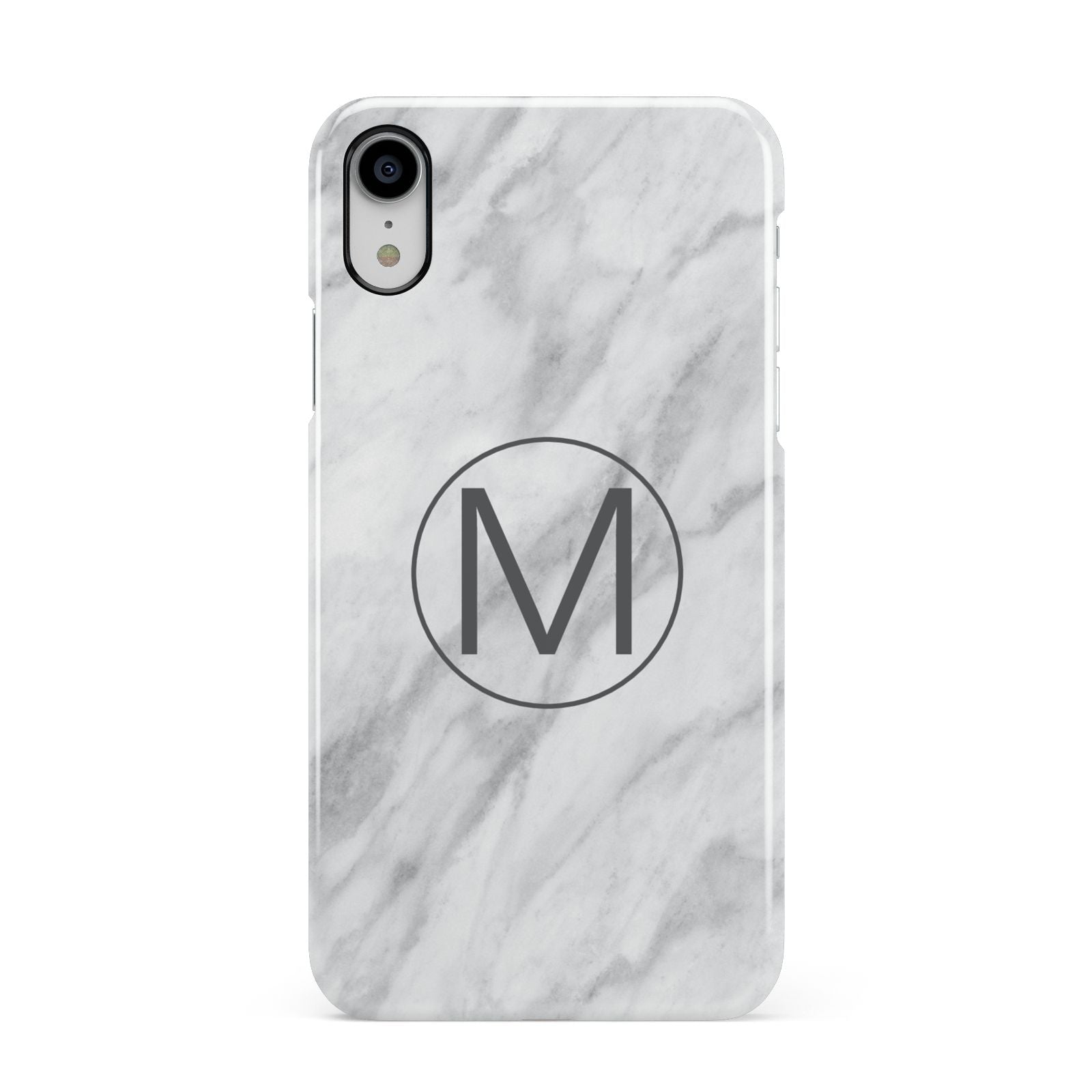 Marble Personalised Initial Apple iPhone XR White 3D Snap Case