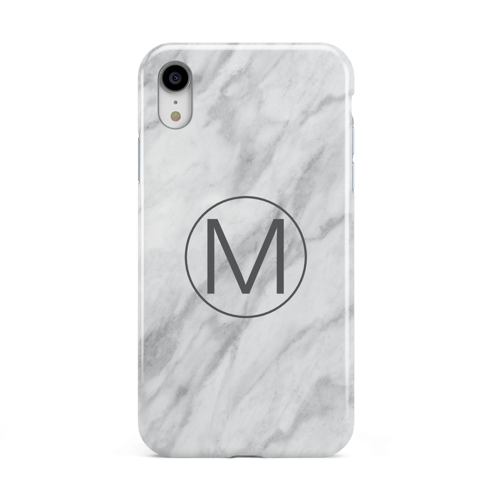 Marble Personalised Initial Apple iPhone XR White 3D Tough Case