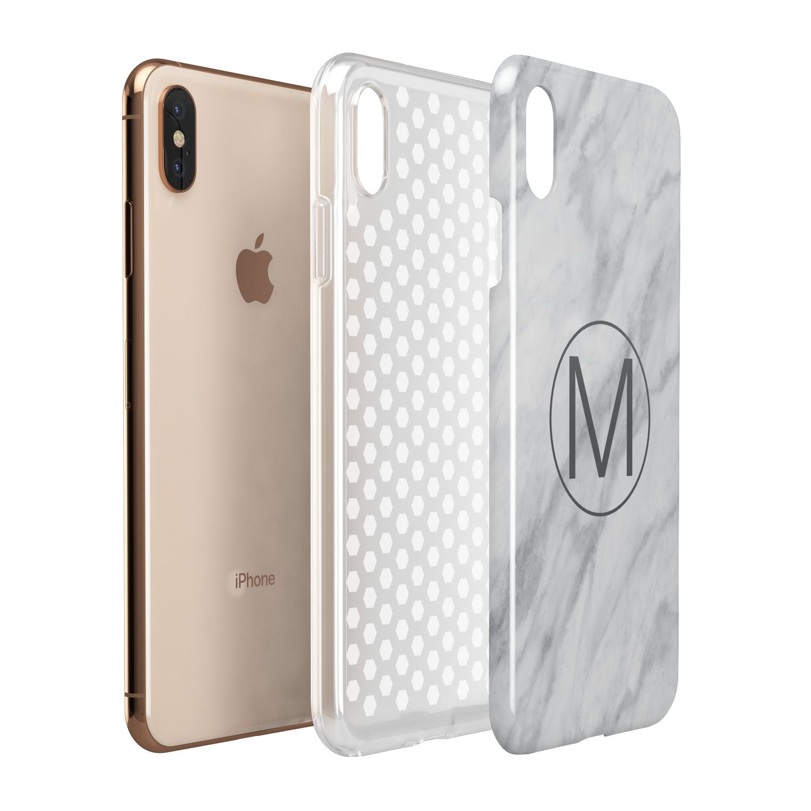 Marble Personalised Initial Apple iPhone Xs Max 3D Tough Case Expanded View