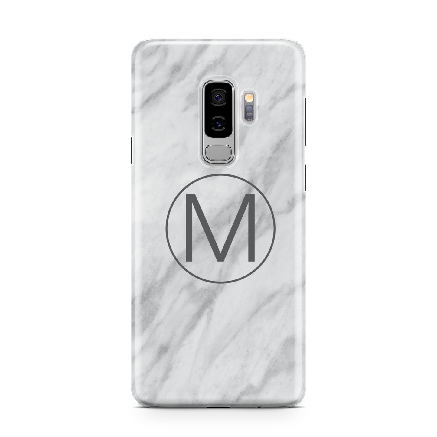 Marble Personalised Initial Samsung Galaxy S9 Plus Case on Silver phone