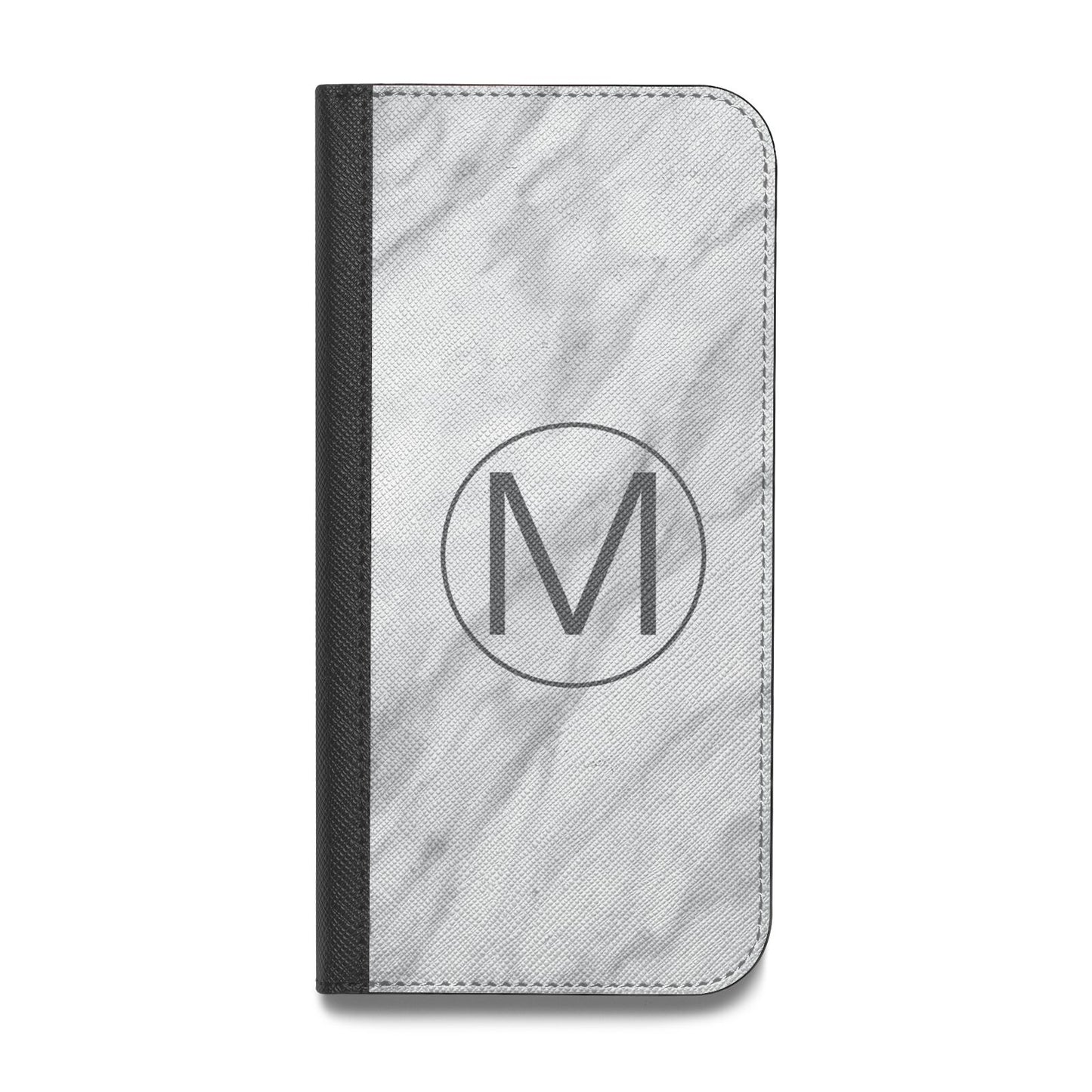Marble Personalised Initial Vegan Leather Flip iPhone Case