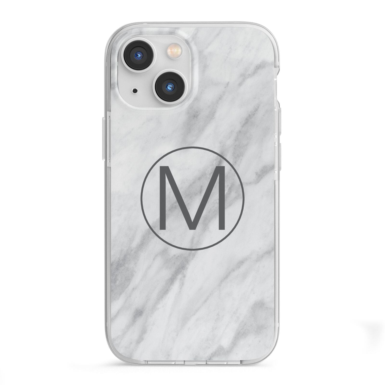 Marble Personalised Initial iPhone 13 Mini TPU Impact Case with White Edges