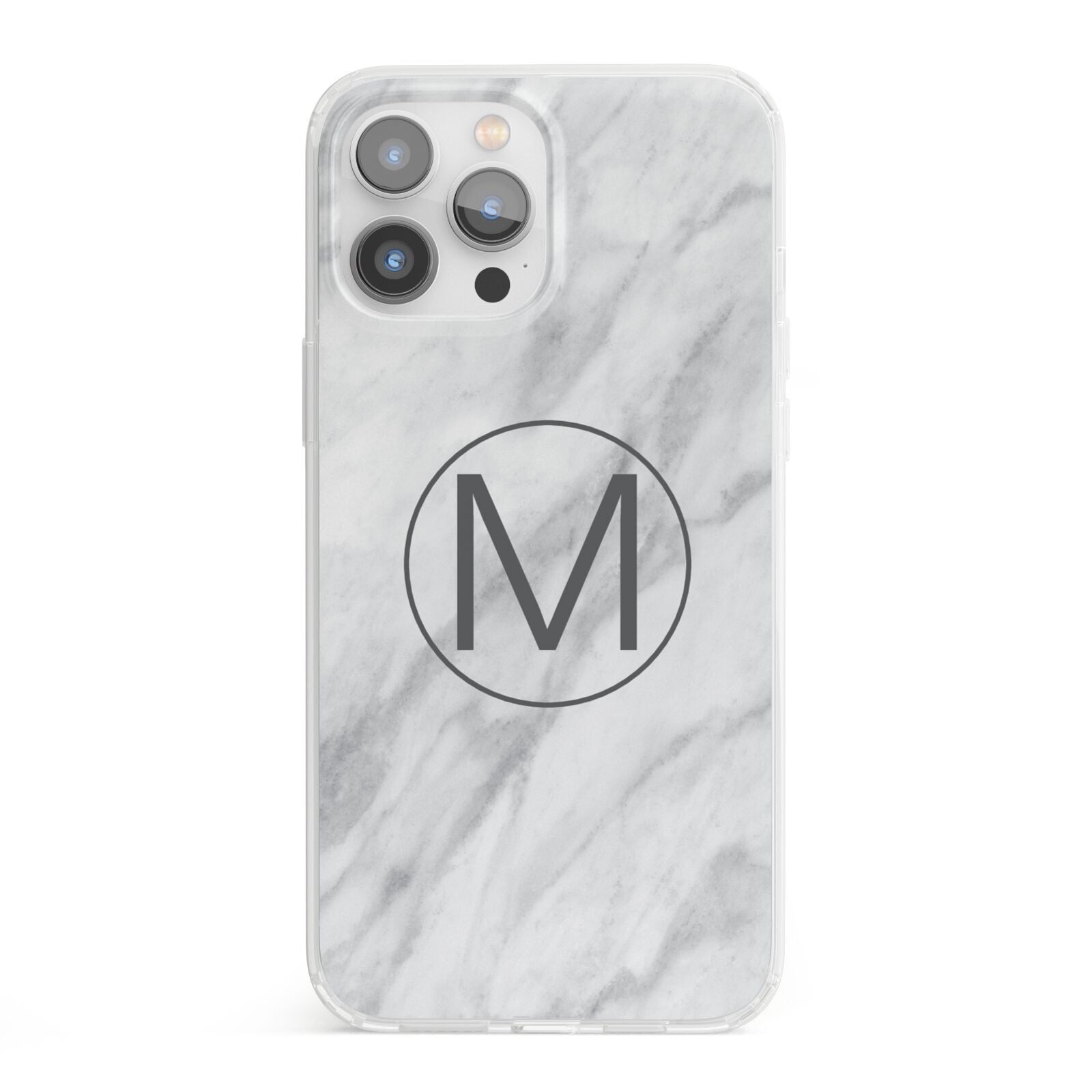 Marble Personalised Initial iPhone 13 Pro Max Clear Bumper Case