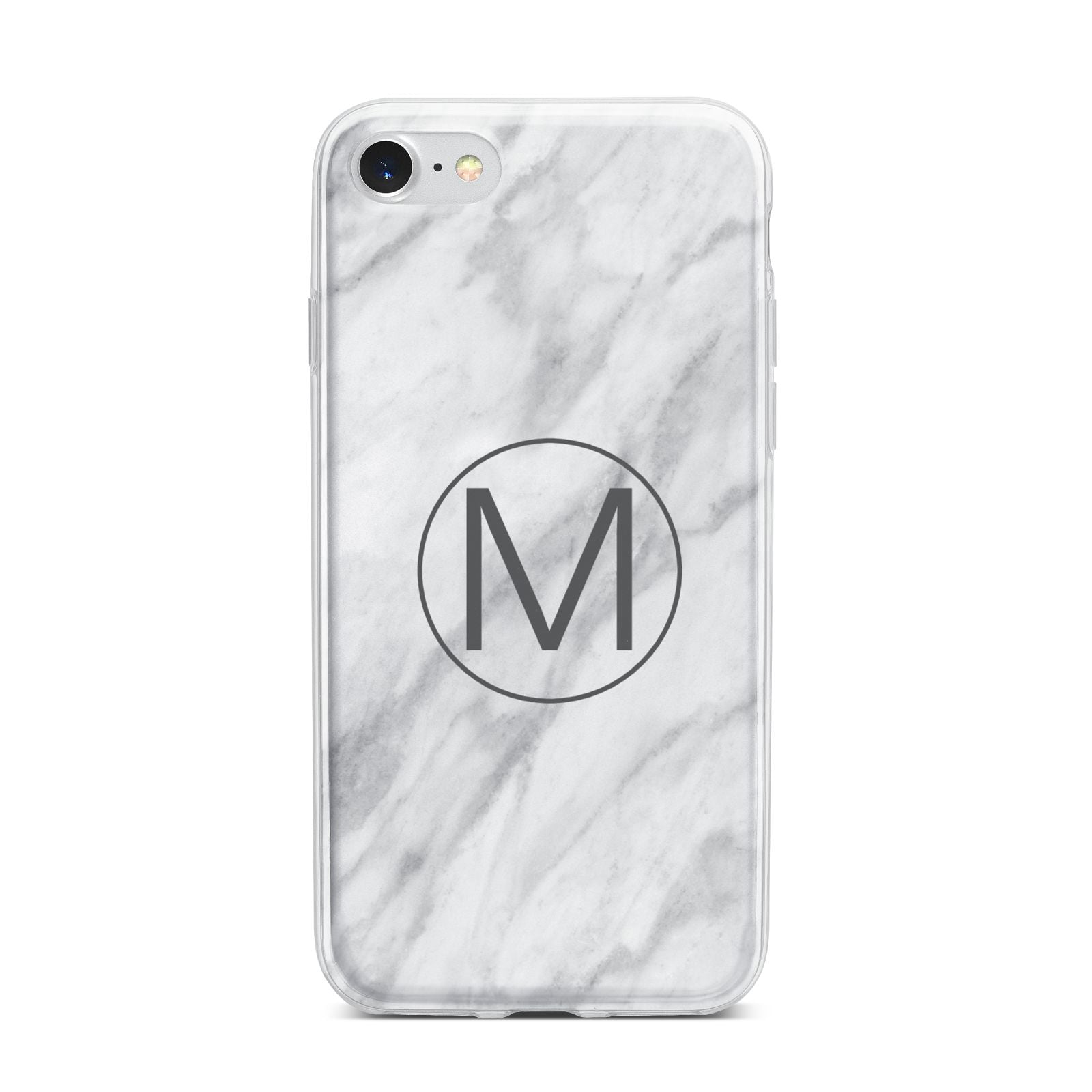 Marble Personalised Initial iPhone 7 Bumper Case on Silver iPhone