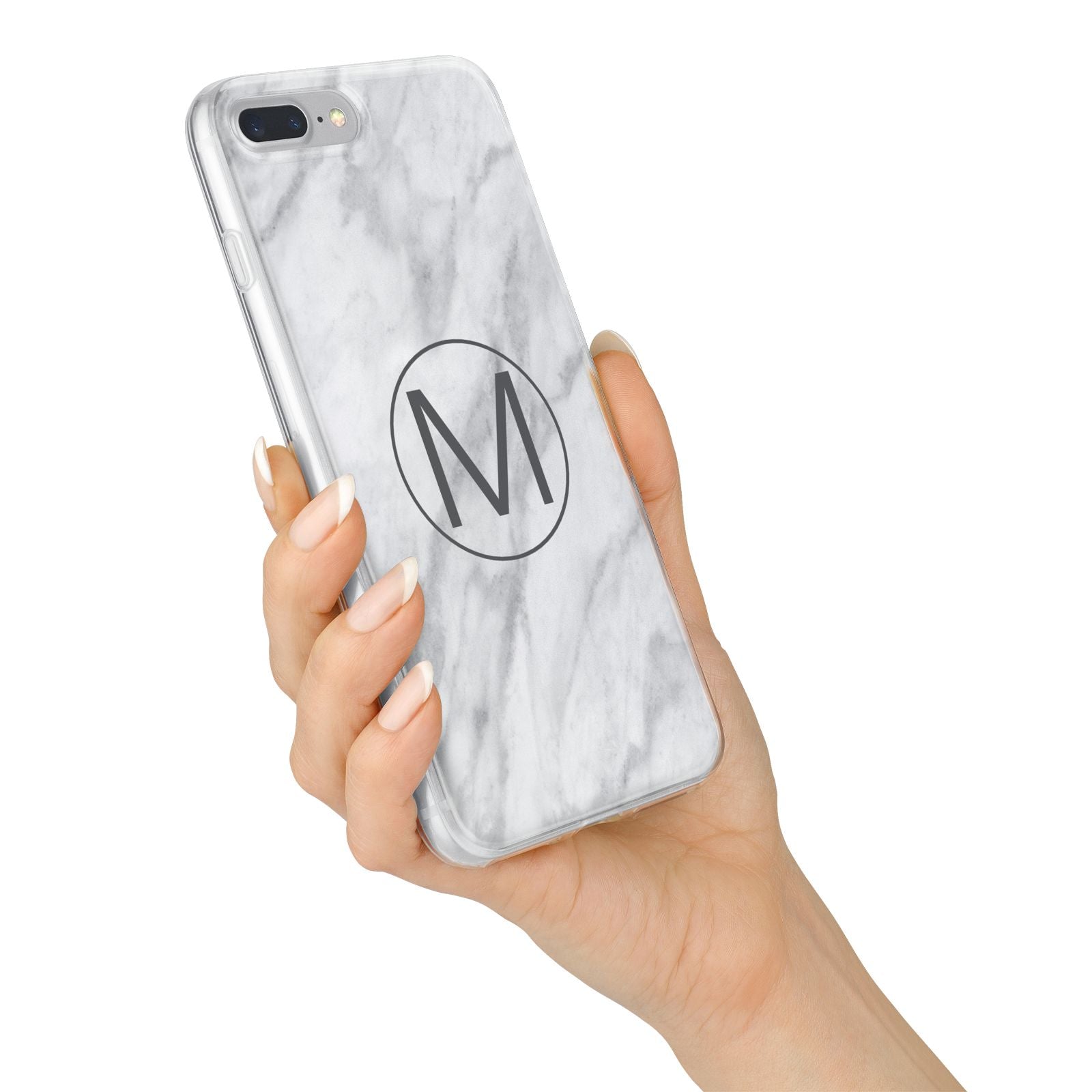 Marble Personalised Initial iPhone 7 Plus Bumper Case on Silver iPhone Alternative Image