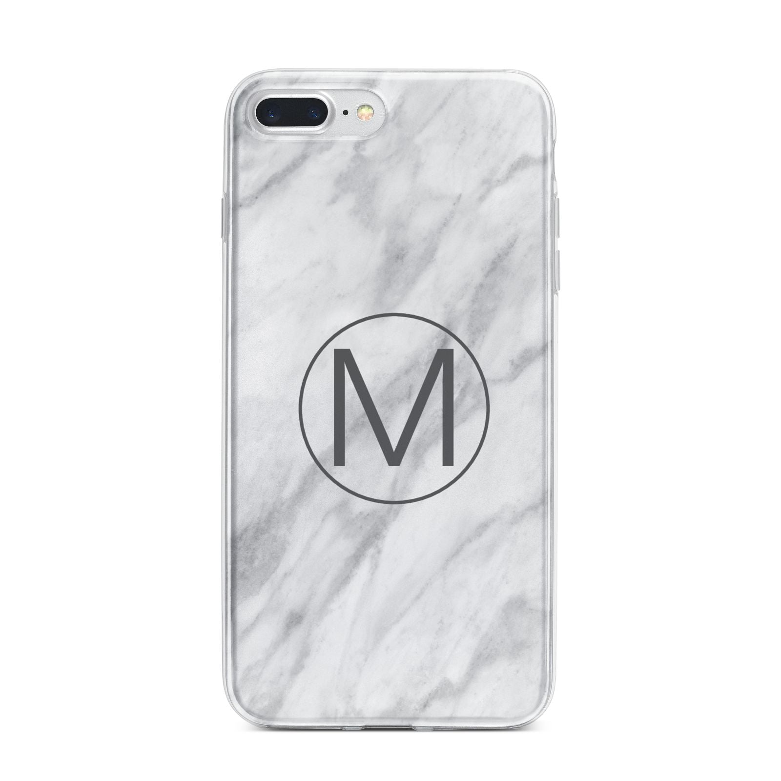 Marble Personalised Initial iPhone 7 Plus Bumper Case on Silver iPhone