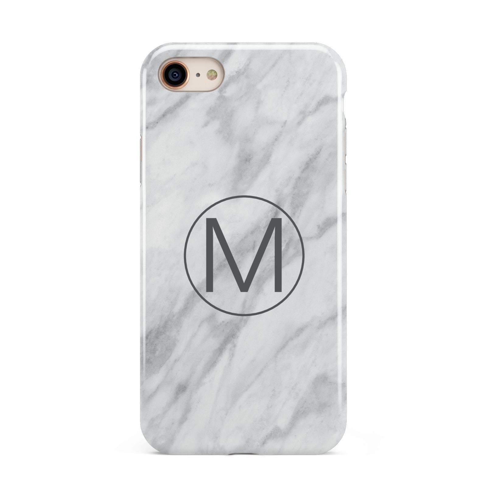 Marble Personalised Initial iPhone 8 3D Tough Case on Gold Phone