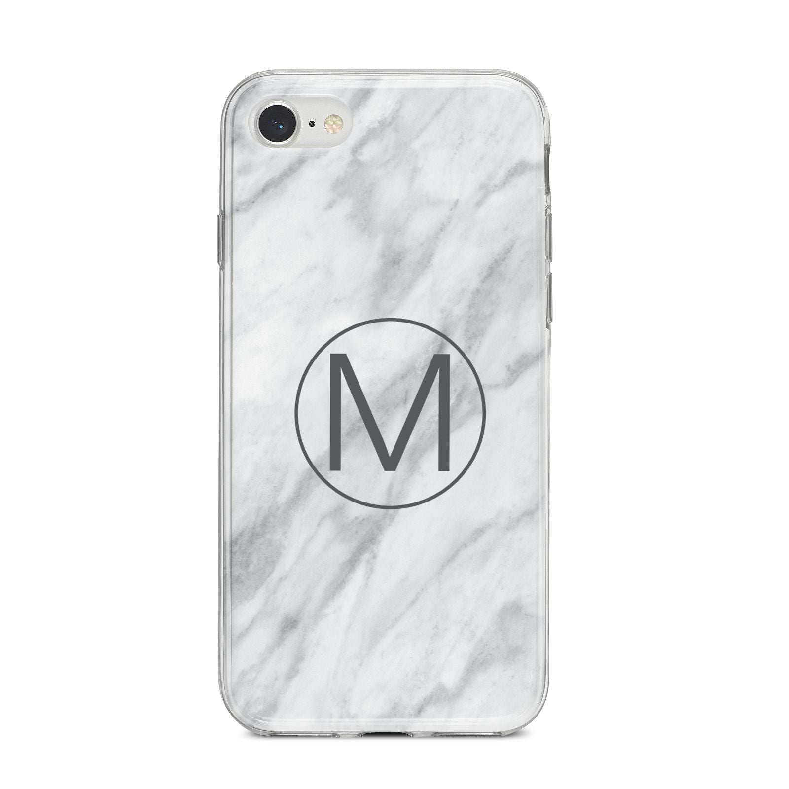 Marble Personalised Initial iPhone 8 Bumper Case on Silver iPhone