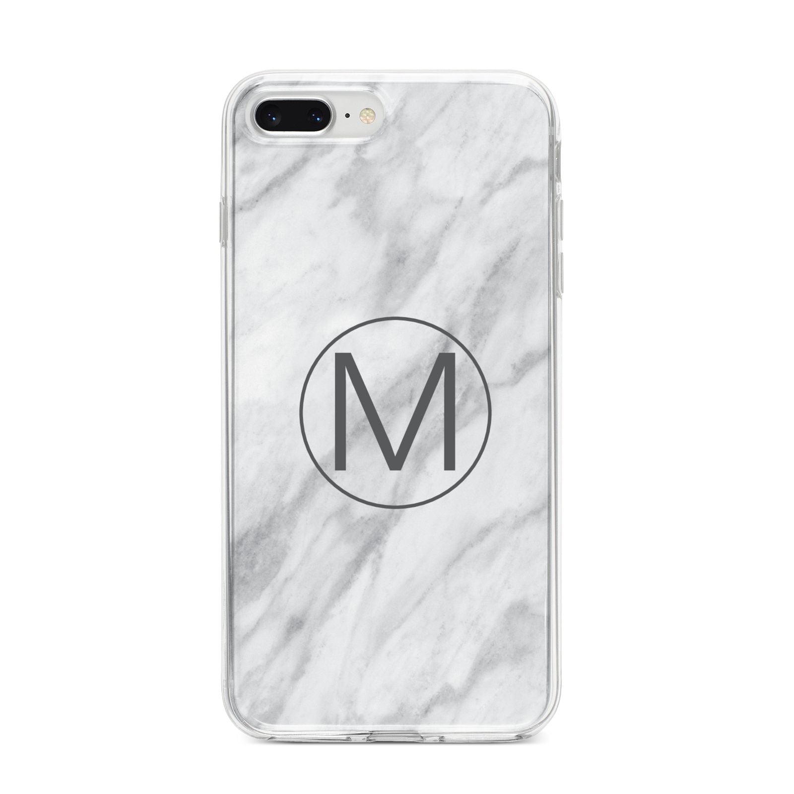 Marble Personalised Initial iPhone 8 Plus Bumper Case on Silver iPhone