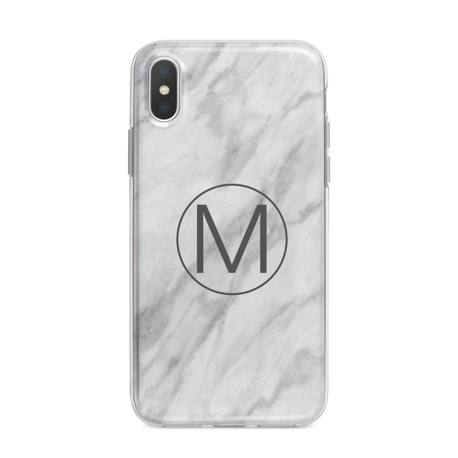 Marble Personalised Initial iPhone X Bumper Case on Silver iPhone Alternative Image 1