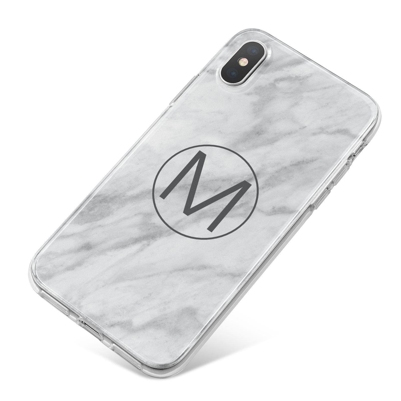 Marble Personalised Initial iPhone X Bumper Case on Silver iPhone