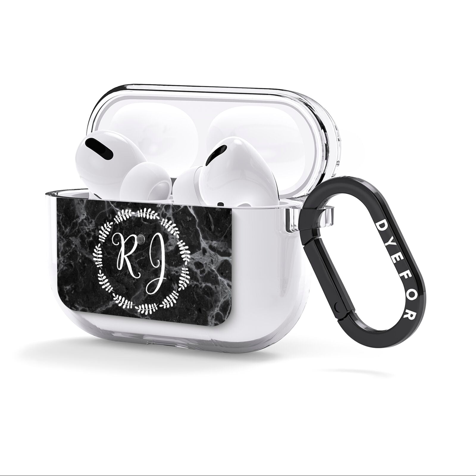 Marble Personalised Initials AirPods Clear Case 3rd Gen Side Image