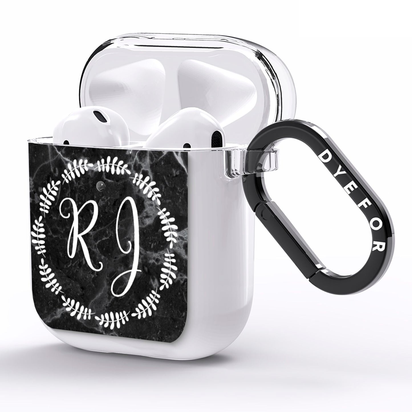 Marble Personalised Initials AirPods Clear Case Side Image