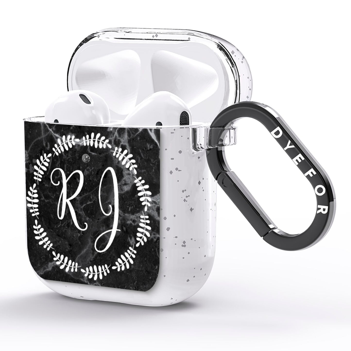 Marble Personalised Initials AirPods Glitter Case Side Image