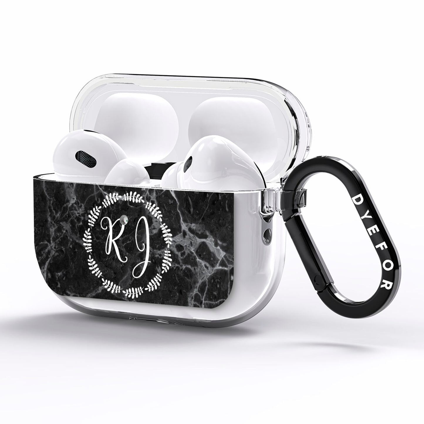Marble Personalised Initials AirPods Pro Clear Case Side Image