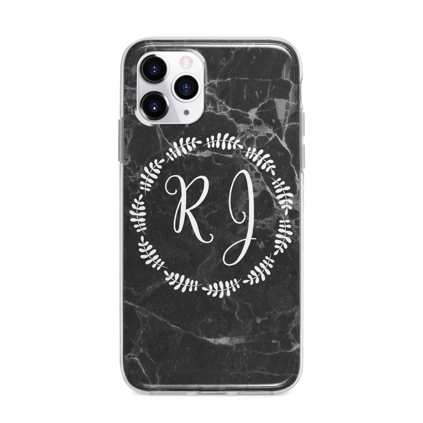 Marble Personalised Initials Apple iPhone 11 Pro in Silver with Bumper Case