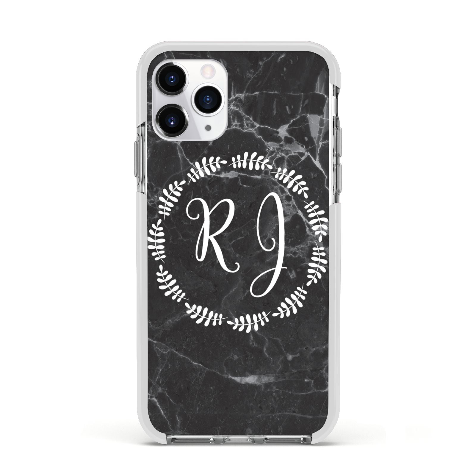 Marble Personalised Initials Apple iPhone 11 Pro in Silver with White Impact Case