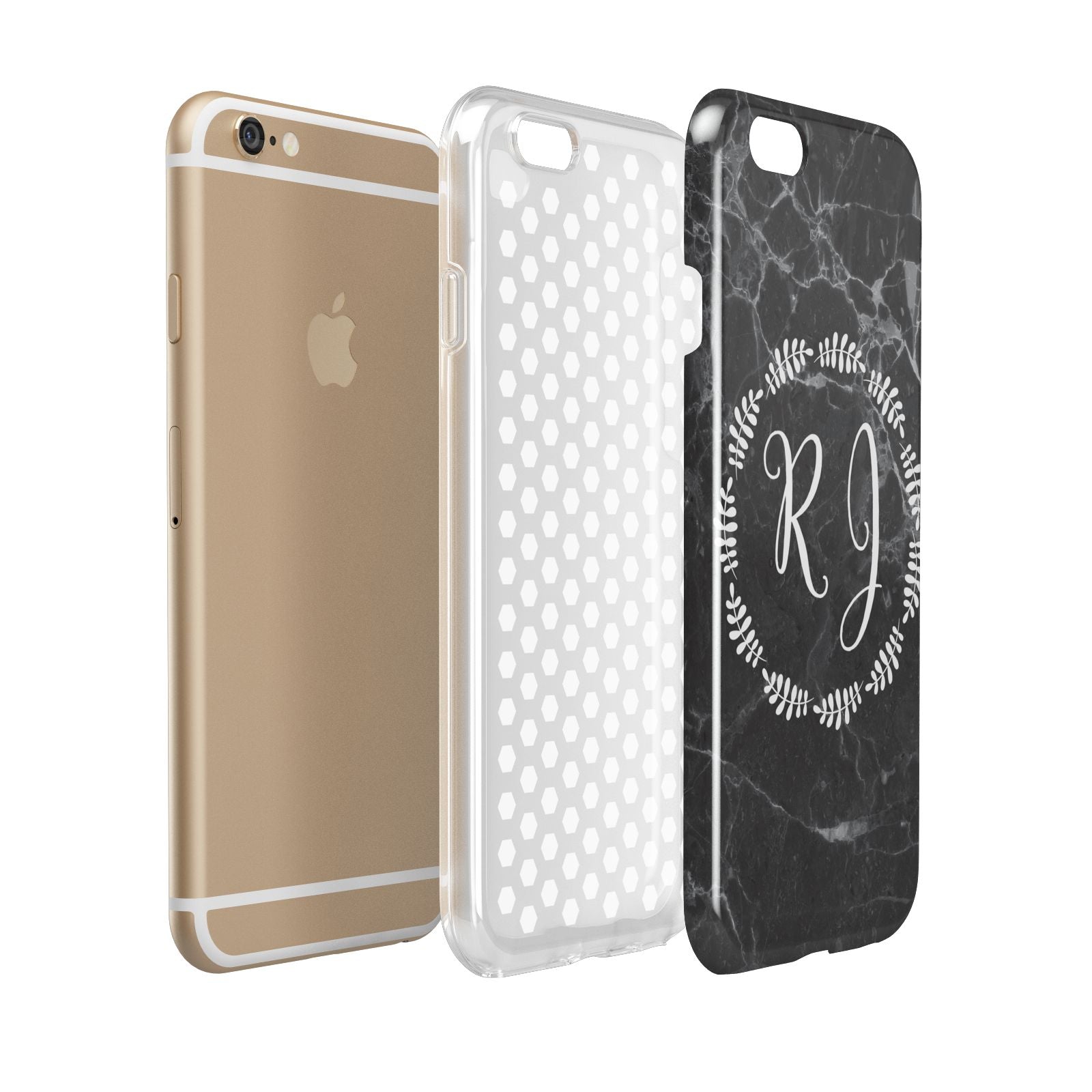 Marble Personalised Initials Apple iPhone 6 3D Tough Case Expanded view