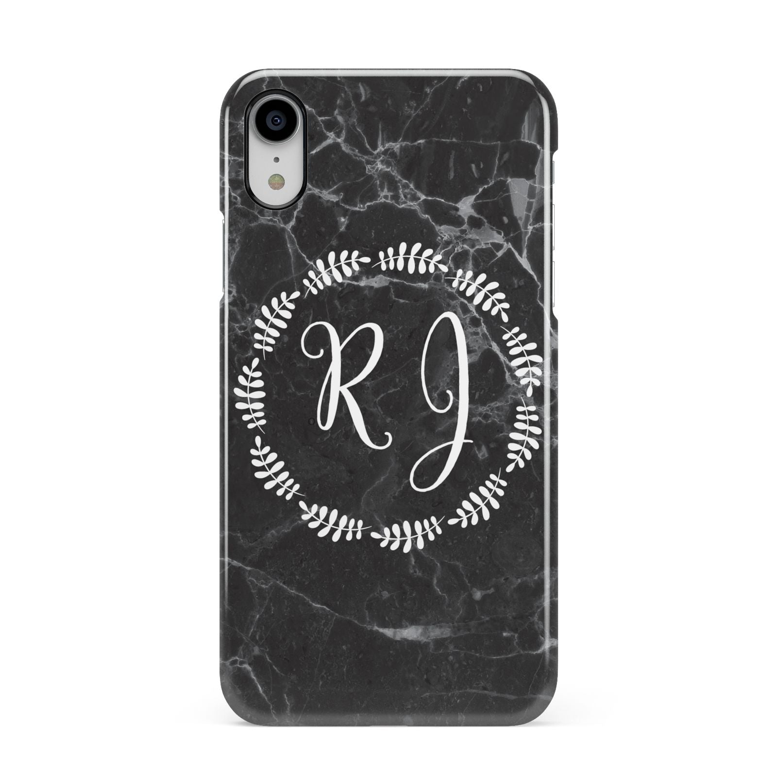 Marble Personalised Initials Apple iPhone XR White 3D Snap Case