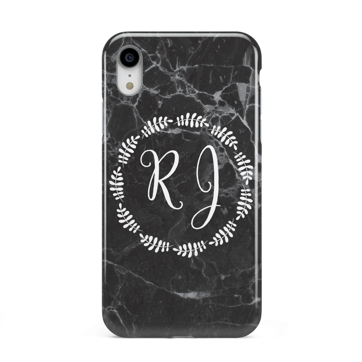 Marble Personalised Initials Apple iPhone XR White 3D Tough Case