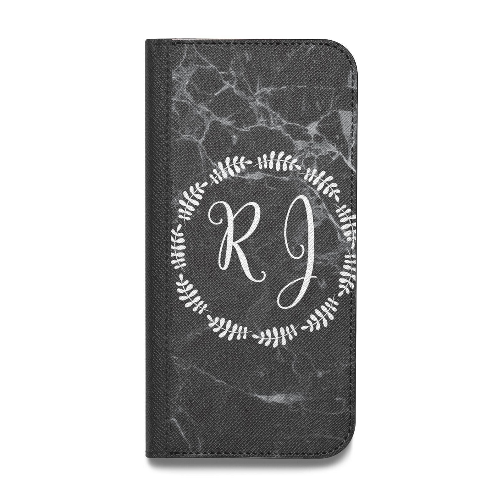 Marble Personalised Initials Vegan Leather Flip Samsung Case