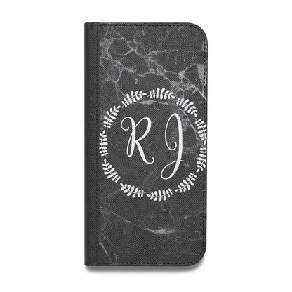 Marble Personalised Initials Vegan Leather Flip Samsung Case