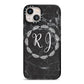 Marble Personalised Initials iPhone 13 Black Impact Case on Silver phone